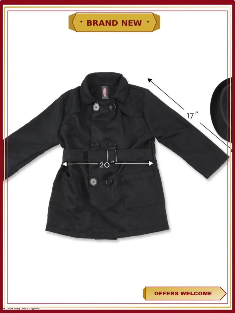 Spy Costume Role Play Set Trench Coat Fedora Hat Decoder Lens Ages 5-8